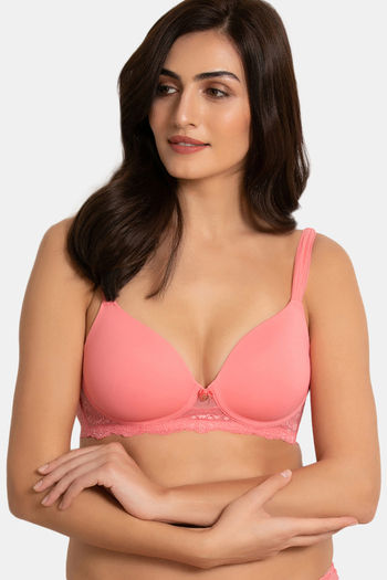 Buy Zivame Shades Of Love Padded Non Wired 3/4th Coverage T-Shirt Bra - Strawberry Pink